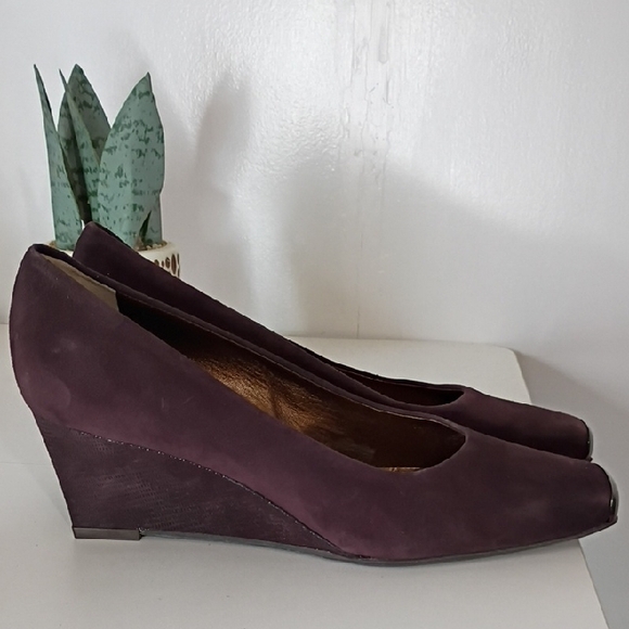 Gallo Handmade in Italy Purple Suede Wedge Shoes  EU 37½ US Women’s 7.5 Pumps - Picture 9 of 16